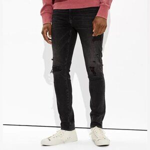 AE Men’s AirFlex 360 Patched Slim Jean Size 32x34 in Black Blaze